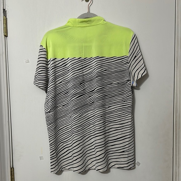 Jamie Sadock Yellow and Blue Zippered Jersey with Mandarin Collar - Picture 3 of 3